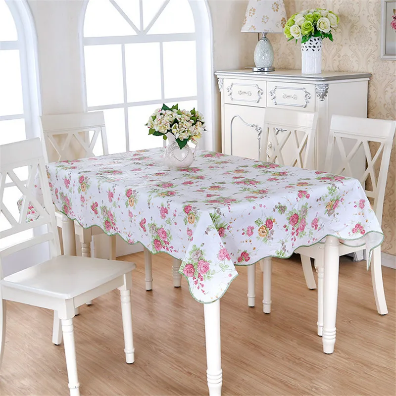 Скатерть из ПЭВА с цветочным принтом пасторальная Водонепроницаемая квадратная