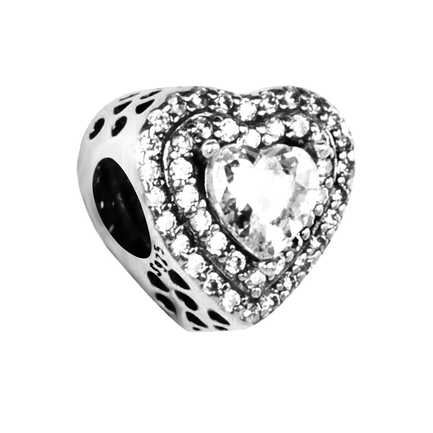 2020 Winter New 925 Sterling Silver Beads Sparkling Levelled Hearts Charm fit Original Pandora Bracelet Christmas Jewelry | Украшения и