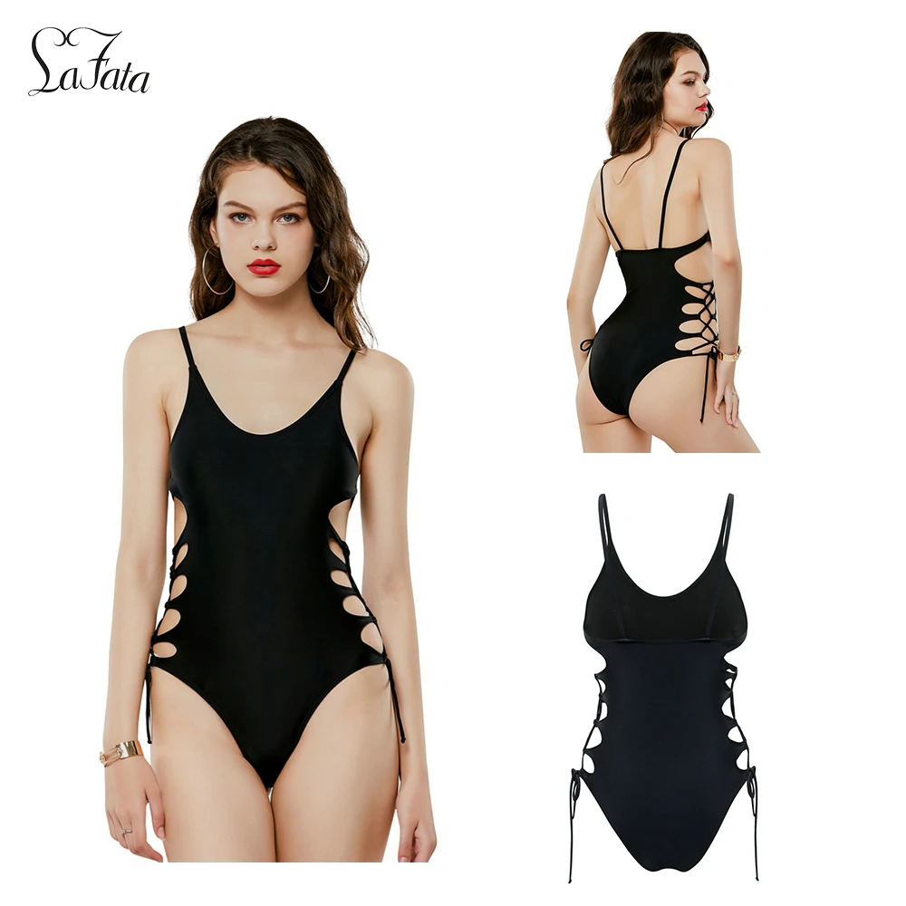 Дизайнерская одночастная Танкини с высокой талией и ремешками купальник черный