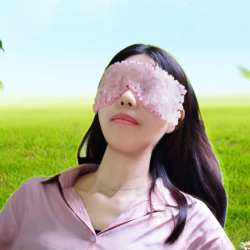 

Rose Quartz Jade Eye Mask Face Massage Roller Guasha Board Scraper Set Natural Stone Cold Therapy Eye Mask Facial Massage Tools