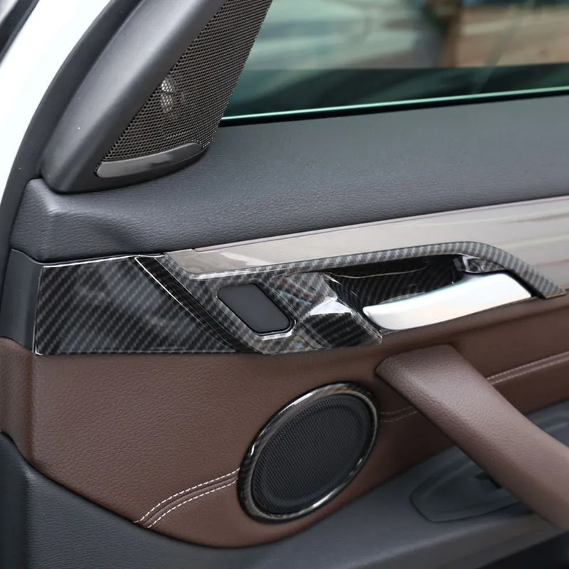 

4pcs/set Carbon Fiber ABS Chrome Interior Modification Door Bowl Decorator Cover Trim For BMW X1 F48 2016-2019 & X2 F47 2018