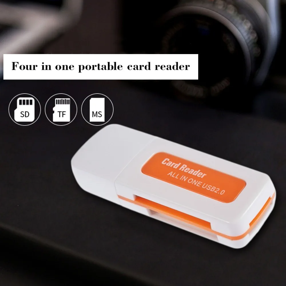 1 шт. USB 2,0 4 в 1 устройство для чтения карт памяти для M2 для SD SDHC DV Micro SD TF карты оранжевый Прямая