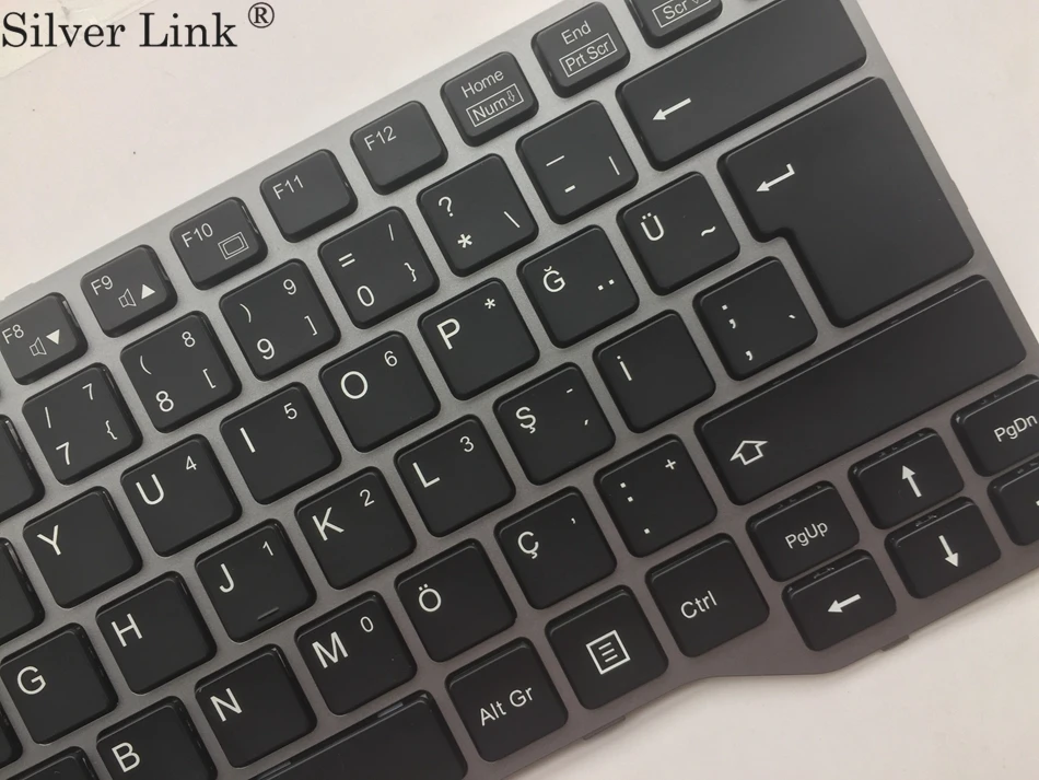 Турецкая английская клавиатура для Fujistu Lifebook E733 E744 E743 Серебристая Рамка с подсветкой Клавиатура для ноутбука TR раскладка Великобритании