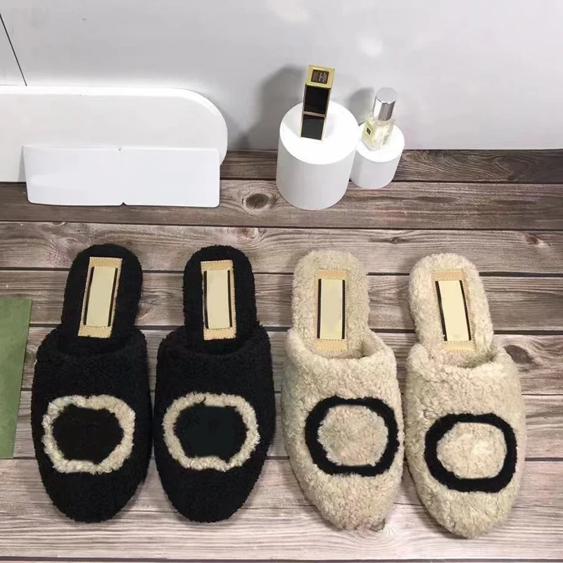 

Natural Sheepskin Fur Slippers Luxury Female Winter Slippers Women Warm Indoor Slippers Top Quality Soft Wool Lady Home Shoes
