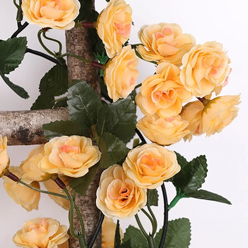 

100% Good Home made Supplies Nice Home Supplies Artificial Rose Fake Home Garden Decoration Fake Leaves DIY Hanging Wreath 1.8M