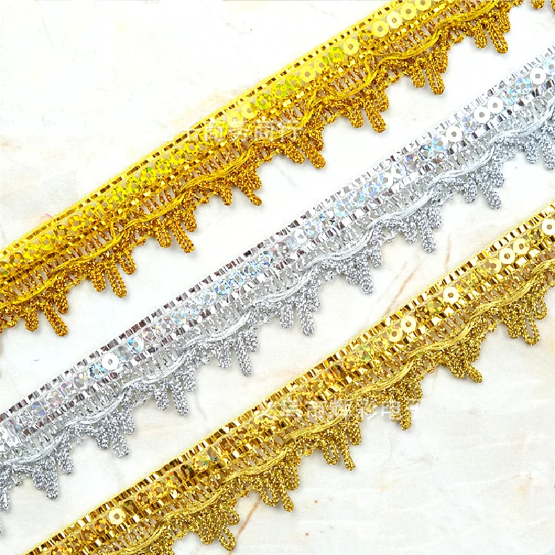 

13 Yds Gold Braided Band Bobbin Lace Appliqued Crochet Trims Vintage Cosplay Costumes Appliqued Sewing Apparel Ribbon 3CM