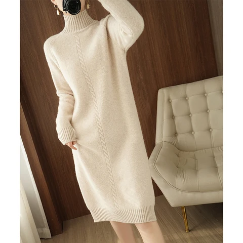 Sweater dress large knitted womens - купить недорого | AliExpress