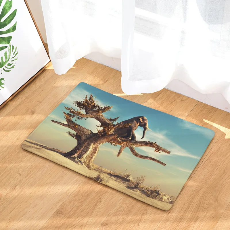 Противоскользящий фланелевый ковер С Рисунком Слона в виде животных дверные