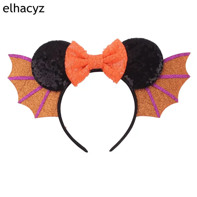 1 предмет; Новинка; на Хэллоуин Hallowen модель крылья летучей мыши оголовье для девочек Для женщин фестиваль Минни Мышь обручем для волос, для девочек с блестками и бантом для девочек, аксессуары для волос