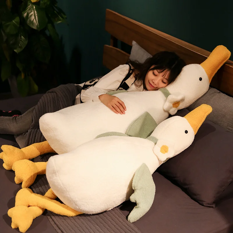 

Мягкая набивная новая утка с цветком 100-150 см, плюшевые игрушки, милые животные, кукла, большая подушка для девочек, детский подарок, Милые новогодние подарки