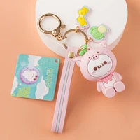 creative mobile phone bracket keychain cute cartoon silicone doll car key pendant couple lovers bag lanyard charm girl boy gift