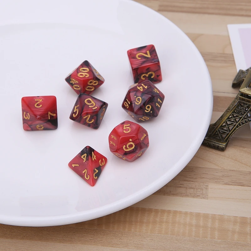 7 шт./компл. акриловые полигедрические игральные кости для TRPG настольной игры D4 D20