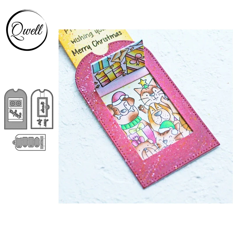 

QWELL Pop-up Slider Tag Label Words DIY Scrapbooking Craft Paper Cards Album Making Template 2020 Hot Sale