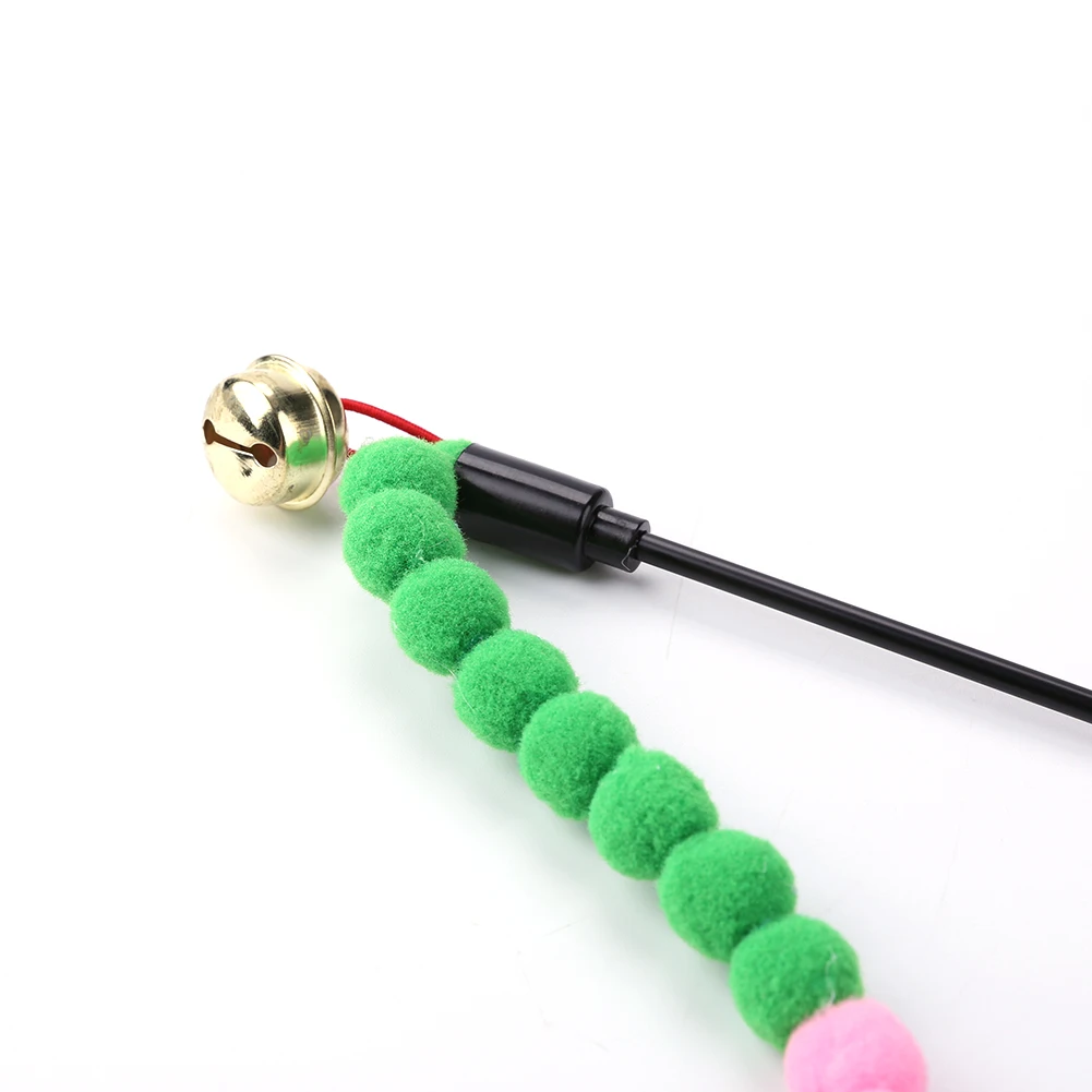 

Pet Cat Teasing Stick Wand Kitten Interactive Toys Pompom Feather Wand Funny for Household Animals Cats Entertainment