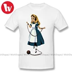 Футболка с принтом Алиса в цепях, базовые смешные футболки для мужчин, футболки размера плюс 5XL 6XL, Повседневная Уличная футболка
