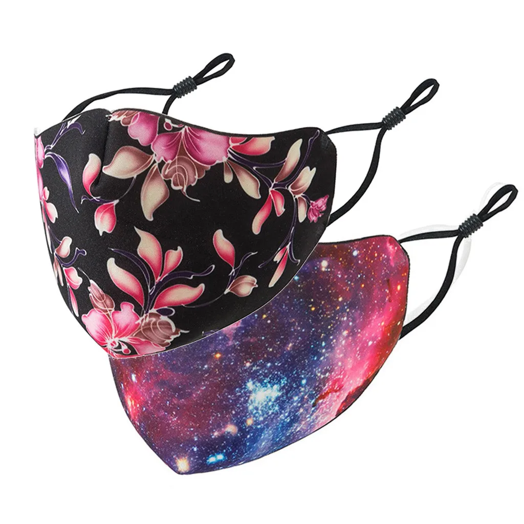 

2pc Classic Camouflage Mask For Adult Print Fabric Face Fashion Mask Washable Reusable Mouth Mask Casual Solid Color