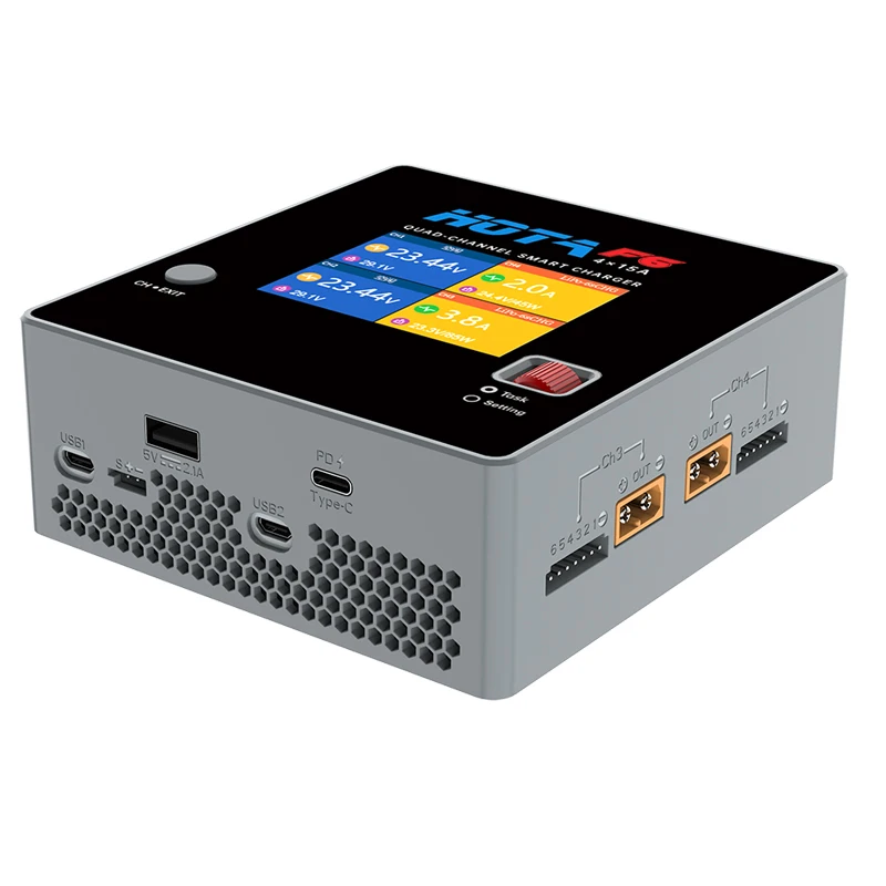 HOTA F6 QUAD-CHANNEL SMART Charger DC1000W 4*15A for Lipo LiIon NiMH Battery Balance Discharger with USB 45W Type-C | Электроника