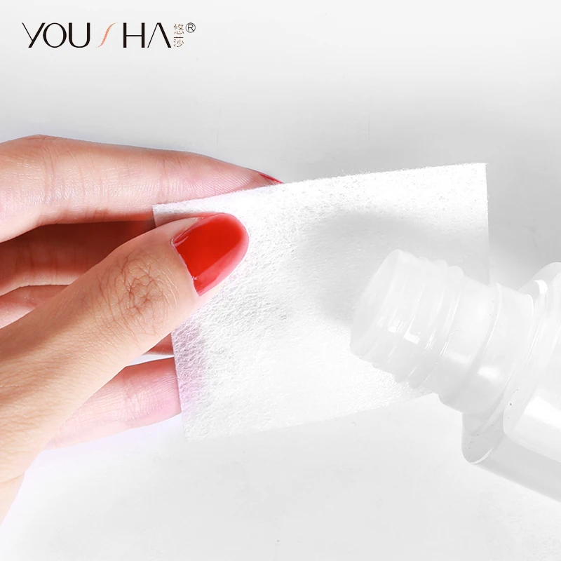 Хлопковые салфетки YOUSHA для удаления гель-лака 140 шт. УФ-геля очищающие макияжа