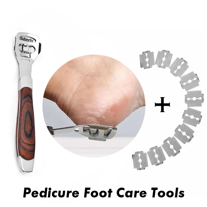 

Stainless Steel Pedicure Foot Care Tools Foot File Feet Callus Shaver Dead Skin Remover Heel Pedicure Razor Handle +10 Blades