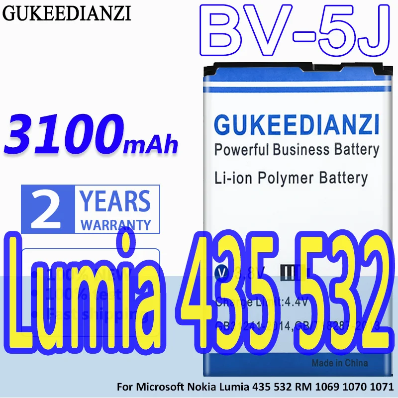 

BV-5J 100% New 3100mAh Phone Replacement Battery For Microsoft Nokia Lumia 435 532 RM 1069 1070 1071 Li-ion Polymer Batteries