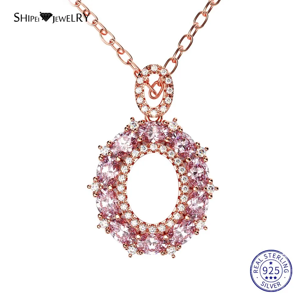 RoseGold-Pink Shipei стерлингового серебра 925 пробы ювелирные изделия Желтое золото розовая, золотая, овальная Сапфировая подвеска ожерелье для женщин Подарок на годовщину - Цвет камня: RoseGold-Pink
