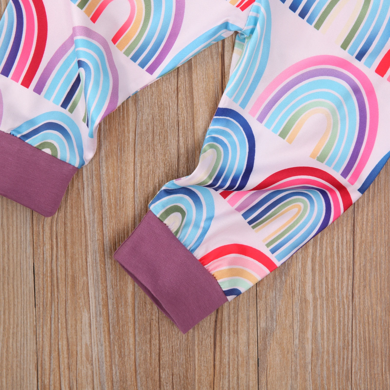 

2020 Infant Baby Girl Fall Clothes Cute Rainbow Print Long Sleeve Hooded Top + Pants + Headband 3Pcs Outfits Set 3-24M