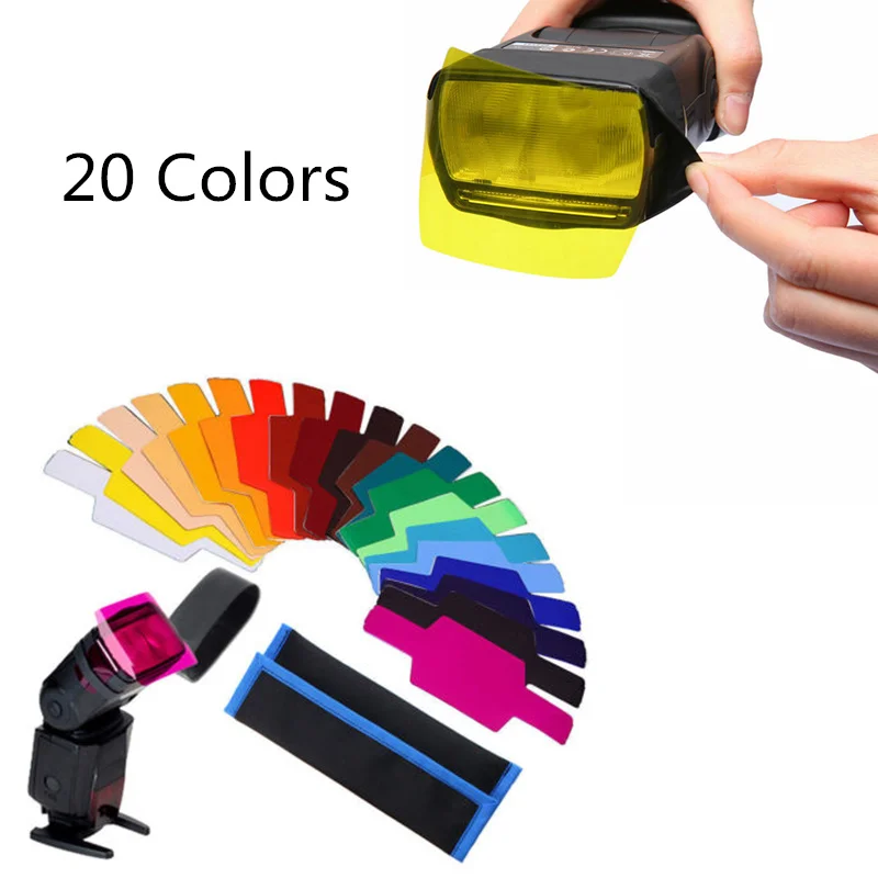 

20 PCS Universal Camera Flash Gels Transparent Color Correction Balance Lighting Filter Kit for Photo Studio Camera Accessories