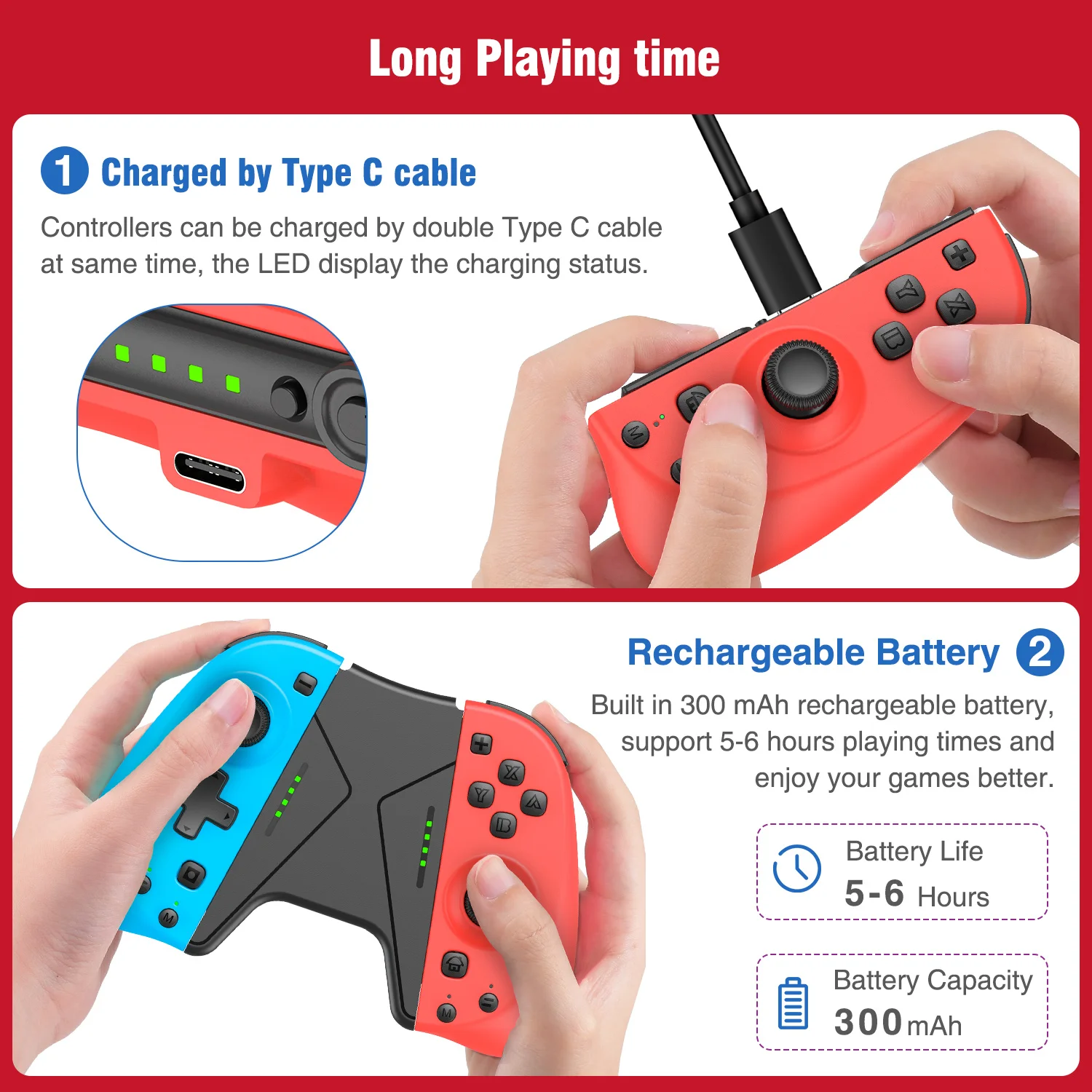 

2pcs/Set Gamepad For Nintendo Switch Controller Wireless Left&Right Joystick For Switch Joypad With Macro Button Grip Accessory