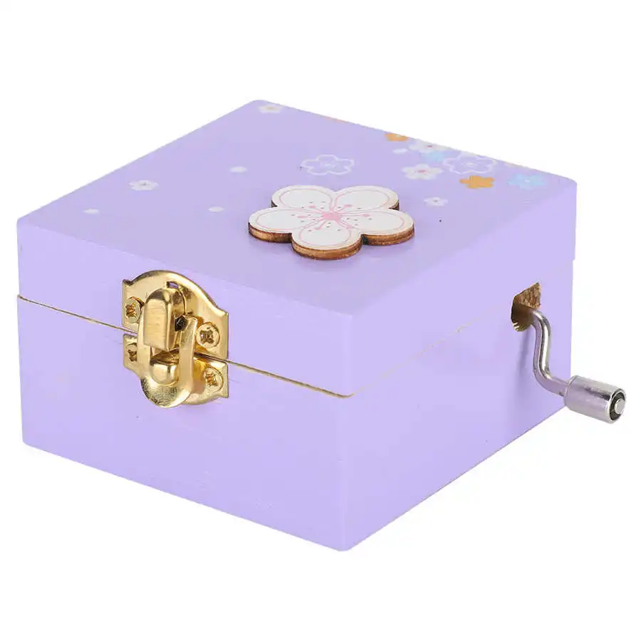 Музыкальная шкатулка ручной работы деревянная музыкальная с фиолетовыми