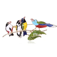 blucome new chinese style bird brooch cartoon animal corsage for women girls coat suit scarf buckle pins weddding party jewelry