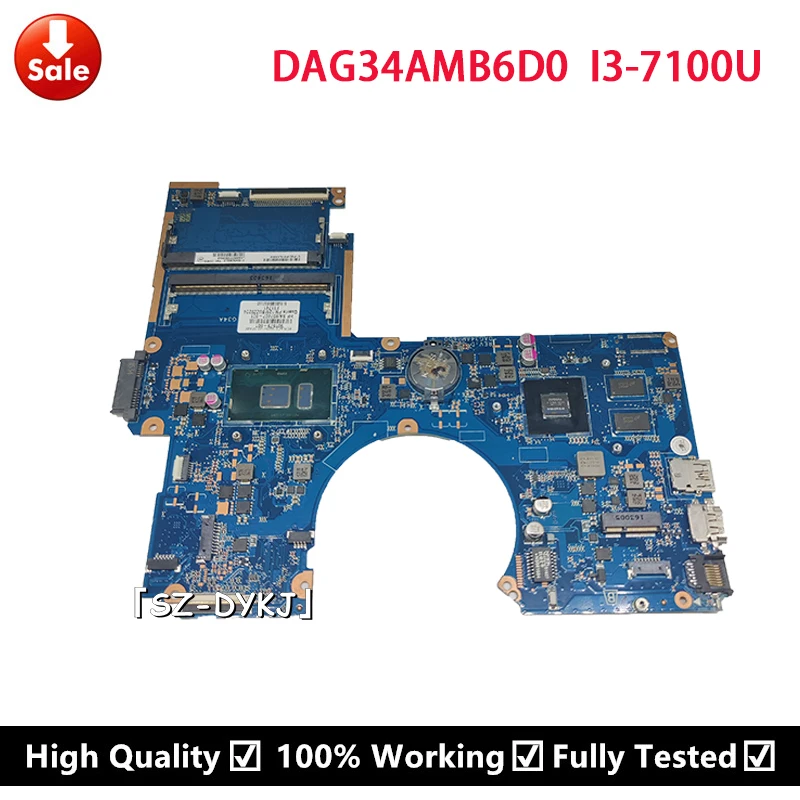 

For HP 15-AU Laptop Motherboard With 2GB i3-7100U 907407-601 901579-601 DAG34AMB6D0 G34A Mainboard