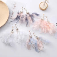 2020 new arrive fashion boho earrings for women temperament fluffy feather dangle pendant statement jewelry ear accessories