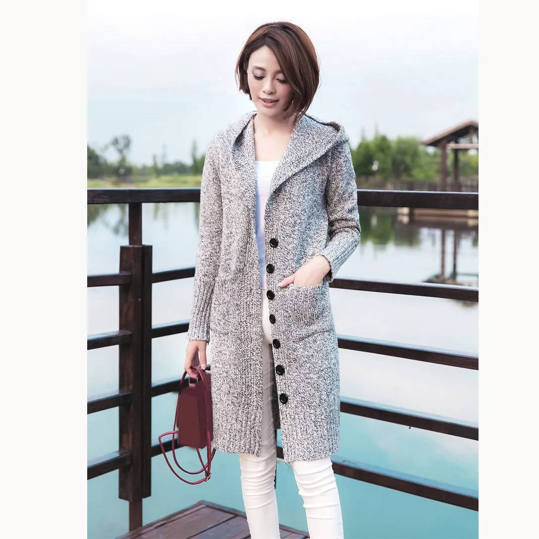 Новинка 2018 года сезон осень-зима свитер с капюшоном пальто карманами и длинными