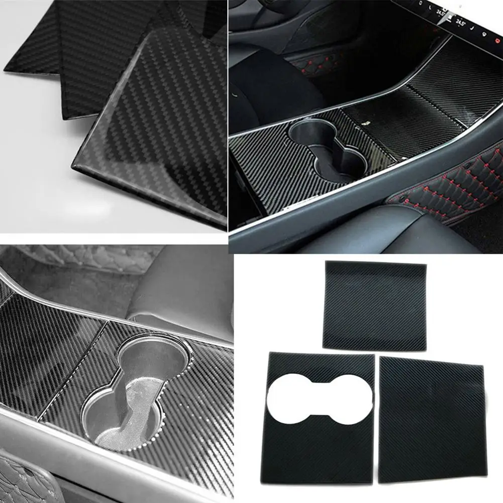 Автомобильная наклейка для внутреннего интерьера 3 шт. настоящий углерод волокно