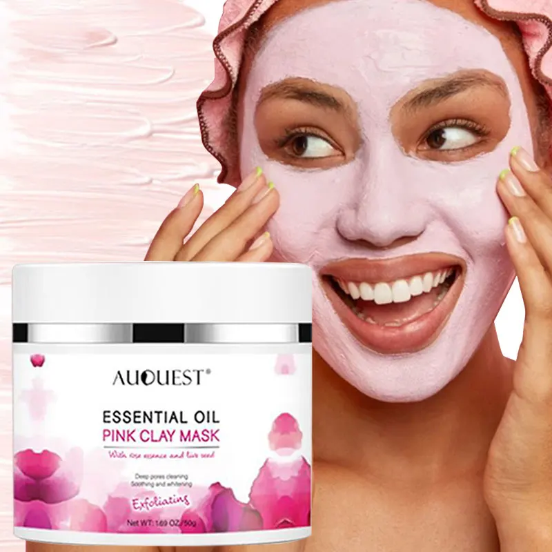 

Pink Clay Mask Pore Black Dots Blackhead Deep Cleansing Mask Against Face Acne Exfoliating Rose Facial Beauty Skin Care 50g