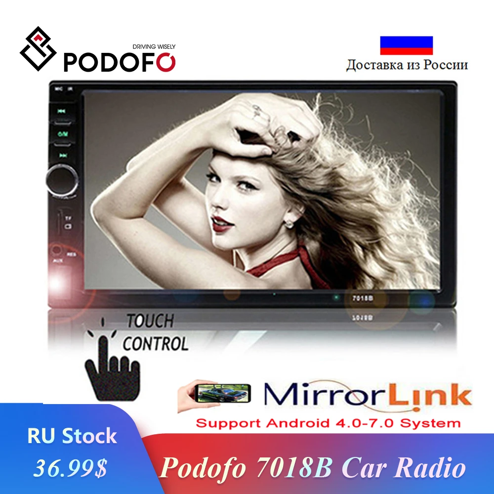 Podofo 2 din автомобильный стерео " HD Автомобильный Радио Bluetooth FM аудио MP5 плеер 2din Авторадио Поддержка камеры заднего вида 7018B радио автомобиля
