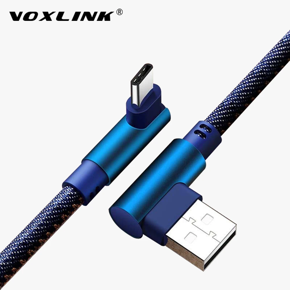 VOXLINK usb type C 90 градусов быстрая зарядка usb c кабель type-c шнур для передачи данных зарядное устройство usb-c для samsung S8 S9 Note 9 8 Xiaomi mi8 mi6