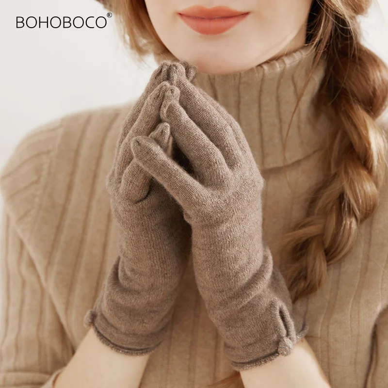 

New Women Winter Keep Warm Thin Section Single Layer Plus Cashmere glovesFemale Elegant Soft Gloves