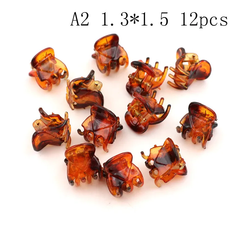 Pinzas para el pelo de 12 piezas para mujer y ni&ntilde;a, accesorios de pl&aacute;stico transparente negro, marr&oacute;n, Mini pinzas para el pelo, regalos-0