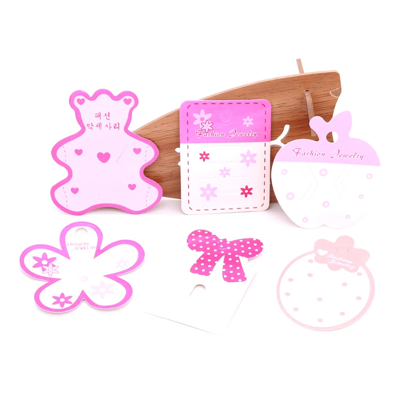 

Pink Flower Hair Jewelry Card Cartoon Hair Clip Packaging Display Card for Children 5.4*7.2cm Jewelry Display Hairpin Cards