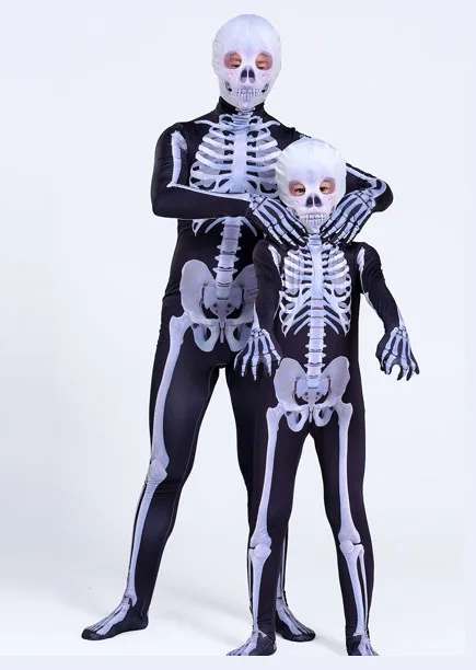 Семейный страшный демон дьявол череп скелет комбинезон для мужчин женщин детей