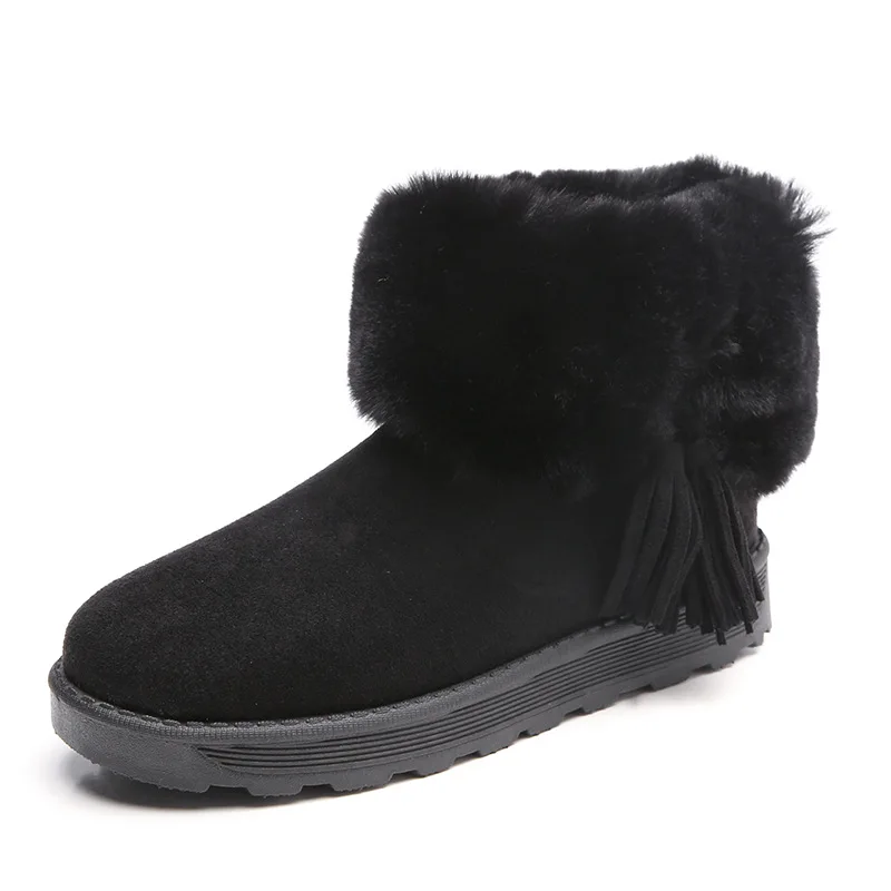 

2020 Winter Snow Boots Women's Leather and Fur in One Warm Cotton Boots Flip Thick Large Size Women's Boots