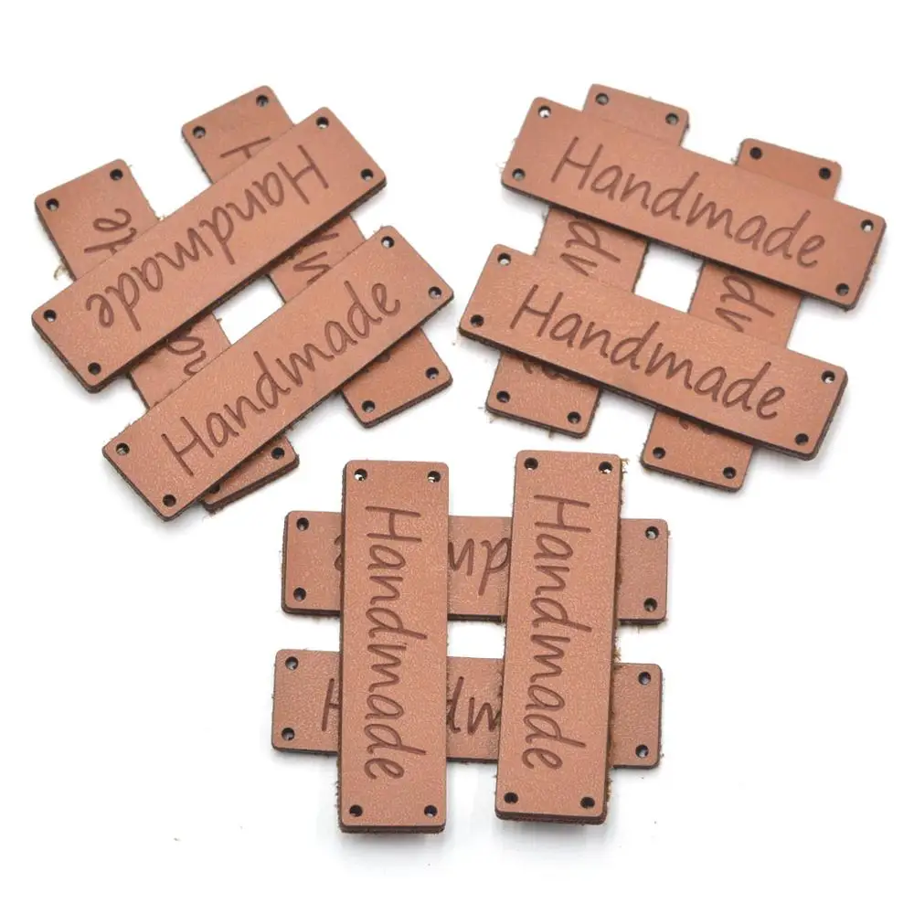 KALASO High Quality 20pcs Handmade Labels Clothes Garment Leather Labels Hand Made Tags Caps Bags Shoes DIY Sewing Supplies