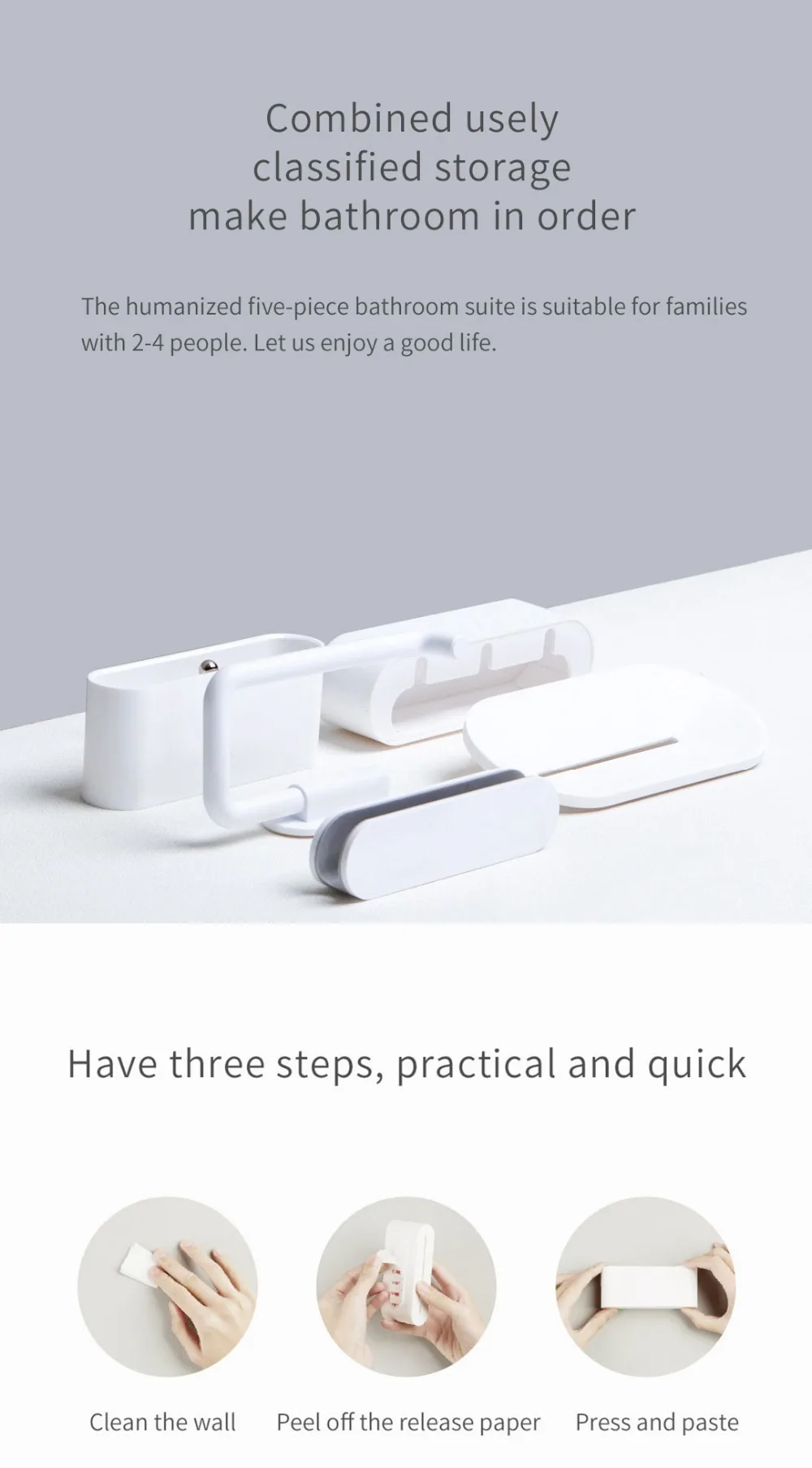 Xiaomi Mijia Hl Ванная комната 5 в 1 наборы для мыла зуб крюк Коробка для хранения и держатель телефона для ванной комнаты душевая комната инструмент