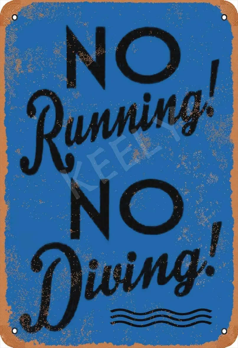 

No Running No Diving Swimming Pool Retro Metal Tin Sign Plaque Poster Wall Decor Art Shabby Chic Gift