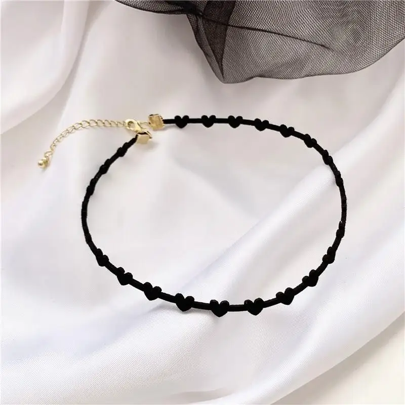 Черное Кружевное модное Колье чокер женский Бархатный Love Heart Chocker | Украшения и