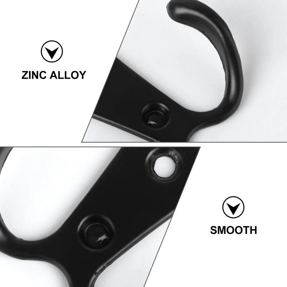 

10pcs 2-Pronged Coat Hooks Wall-mounted 2 Hole Towel Hanger for Coats Hats Clothing(Black)