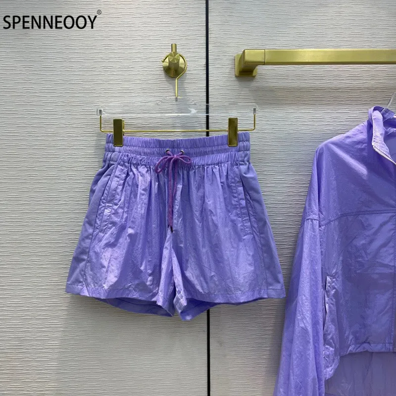 SPENNYMOOR Designer Brand Summer Casual White Pants Set  Women Fashion Lantern Sleeve Jackets + Shorts