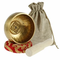 buddhism singing bowl with wooden stick hammer washer cloth bag set for yoga healing relaxing decoration crafts