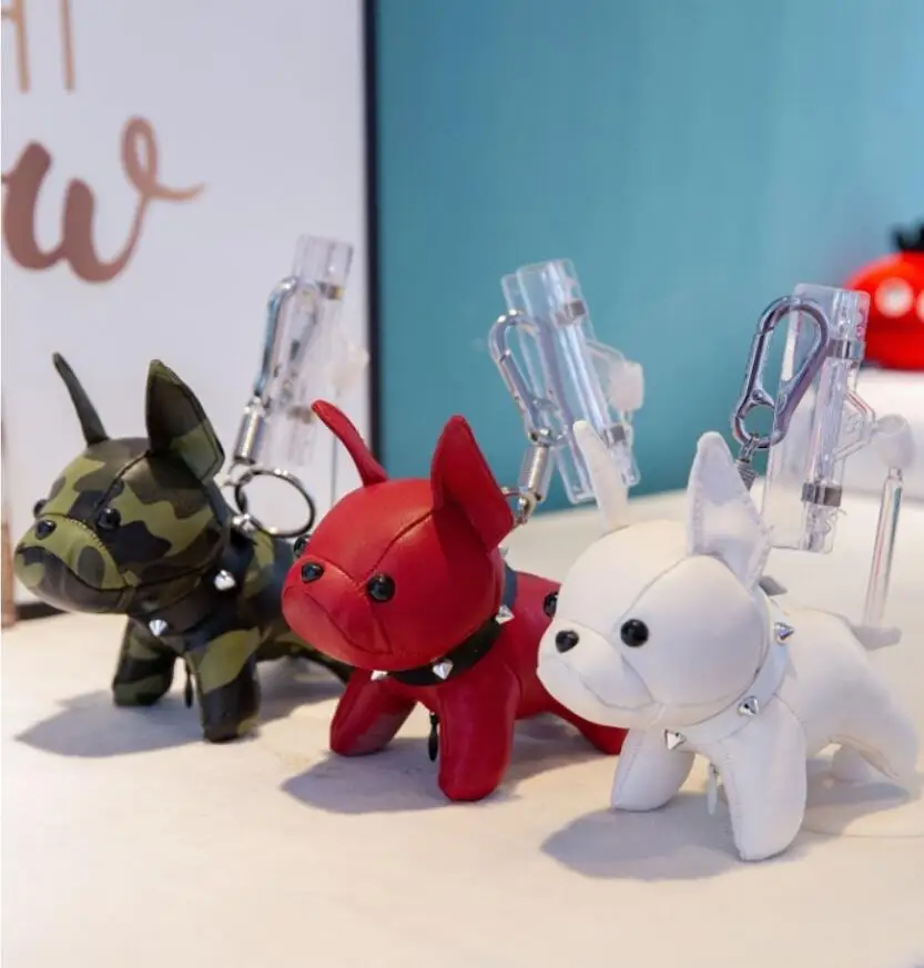 New bulldog bag pendant pu leather stereo doll keychain creative jewelry accessories | Украшения и аксессуары